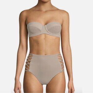 Tori Praver Margot Bandeau Top Damia High Waist Bottoms Bikini Driftwood